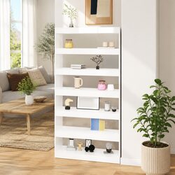 Tall White Shelving Unit with High Gloss Finish