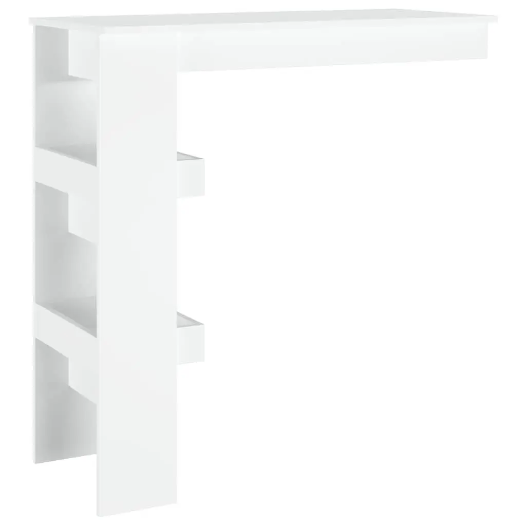 Wall Bar Table White Engineered Wood 2 Storage Compartments