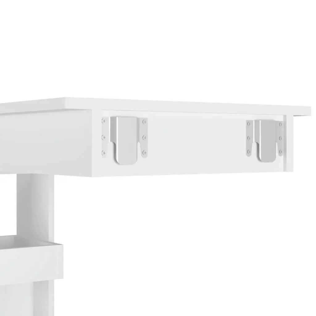 Wall Bar Table White Engineered Wood 2 Storage Compartments