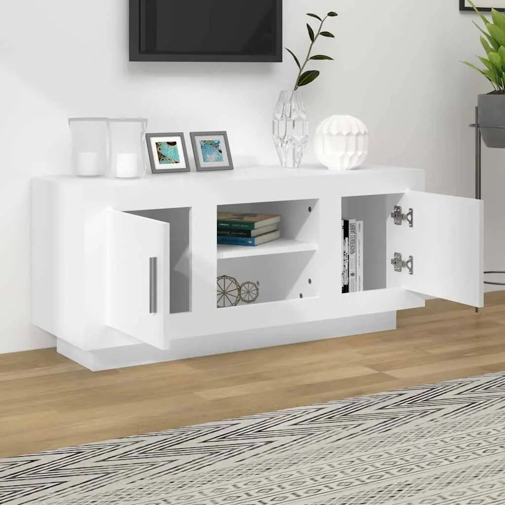 TV Cabinet White Engineered Wood 102x35x45 cm Storage Unit