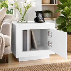 White Engineered Wood Coffee Table with Storage Capacity