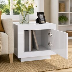 Engineered Wood Coffee Table with Storage in White