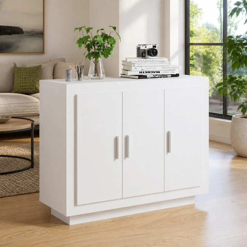 Sideboard Storage Cabinet Ample Space 92 x 35 x 75 cm White