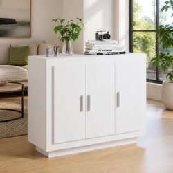 White Storage Sideboard Cabinet with Doors and Shelves