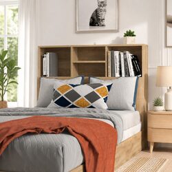 Brown Engineered Wood Headboard Cabinet 100cm for Wall Mounting
