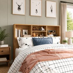 120cm Wall-Mounted Headboard Cabinet with Storage Compartments