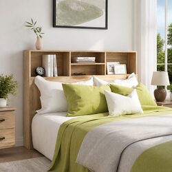 Wall-Mounted Headboard Storage Cabinet in Brown