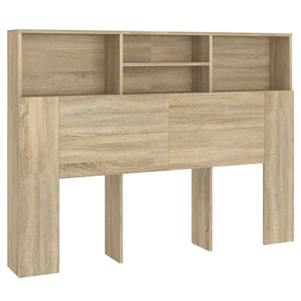Headboard Cabinet Brown Wall-Mounted Bedroom Storage Organiser Bookcase