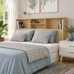 160cm Headboard Cabinet in Brown with Storage Features
