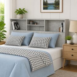 Wall-Mounted Grey Headboard Cabinet for Effective Storage
