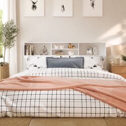 180cm Wall-Mounted Headboard Cabinet in White