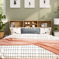 180cm Brown Engineered Wood Headboard Cabinet