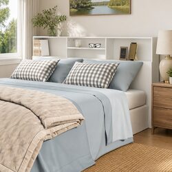 Engineered Wood Wall-Mounted Headboard Cabinet, 200 cm