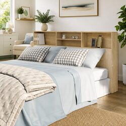 200cm Wall-Mounted Headboard Cabinet in Sonoma Oak