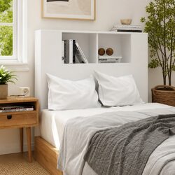 White Wall-Mounted Headboard Cabinet for Organized Living