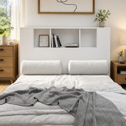 120cm White Headboard Cabinet with Five Storage Compartments