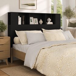 140cm Black Wall-Mounted Headboard Cabinet