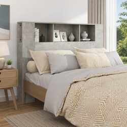 Engineered Wood Grey Headboard Cabinet for Storage