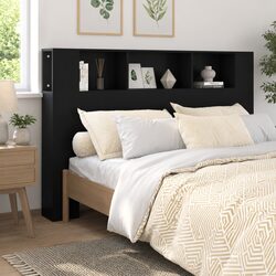 160cm Black Wall-Mounted Headboard Cabinet
