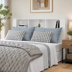 Wall-Mounted Headboard Cabinet in White 180cm