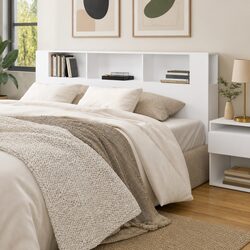 200cm White Headboard Cabinet Wall Storage Solution