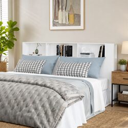 220cm White Headboard Storage Cabinet with Wall Attachment