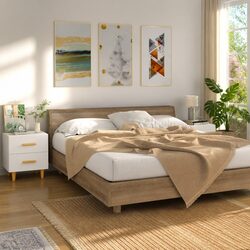 White Nightstand with 2 Drawers in Scandinavian Design