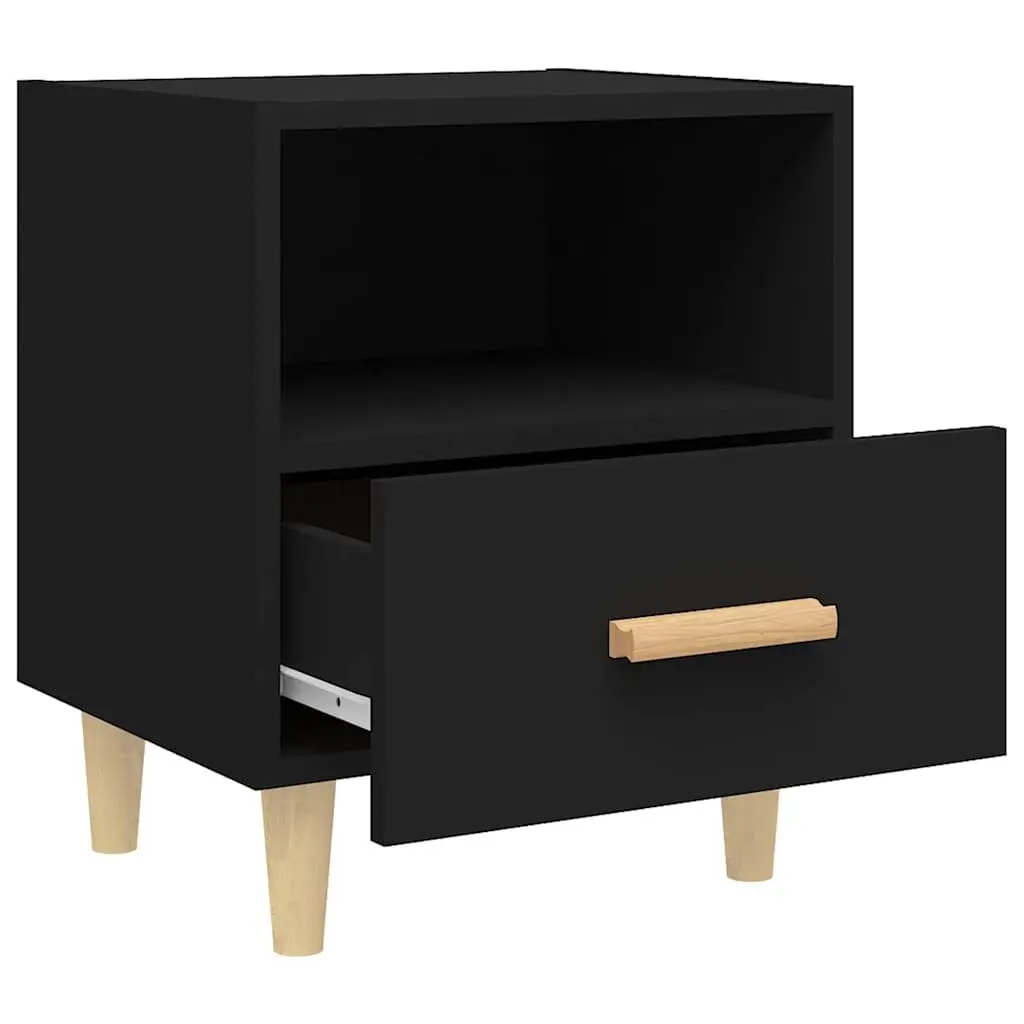 Bedside Tables 2 pcs Convenience Feature Black Scandinavian Storage Nightstand