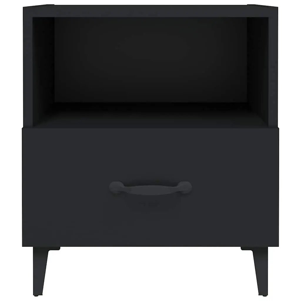 Bedside Cabinets Storage Nightstand Drawer Shelf 2 Piece Black