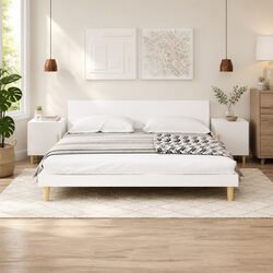 White Engineered Wood Nightstand Cabinets (Set of 2)