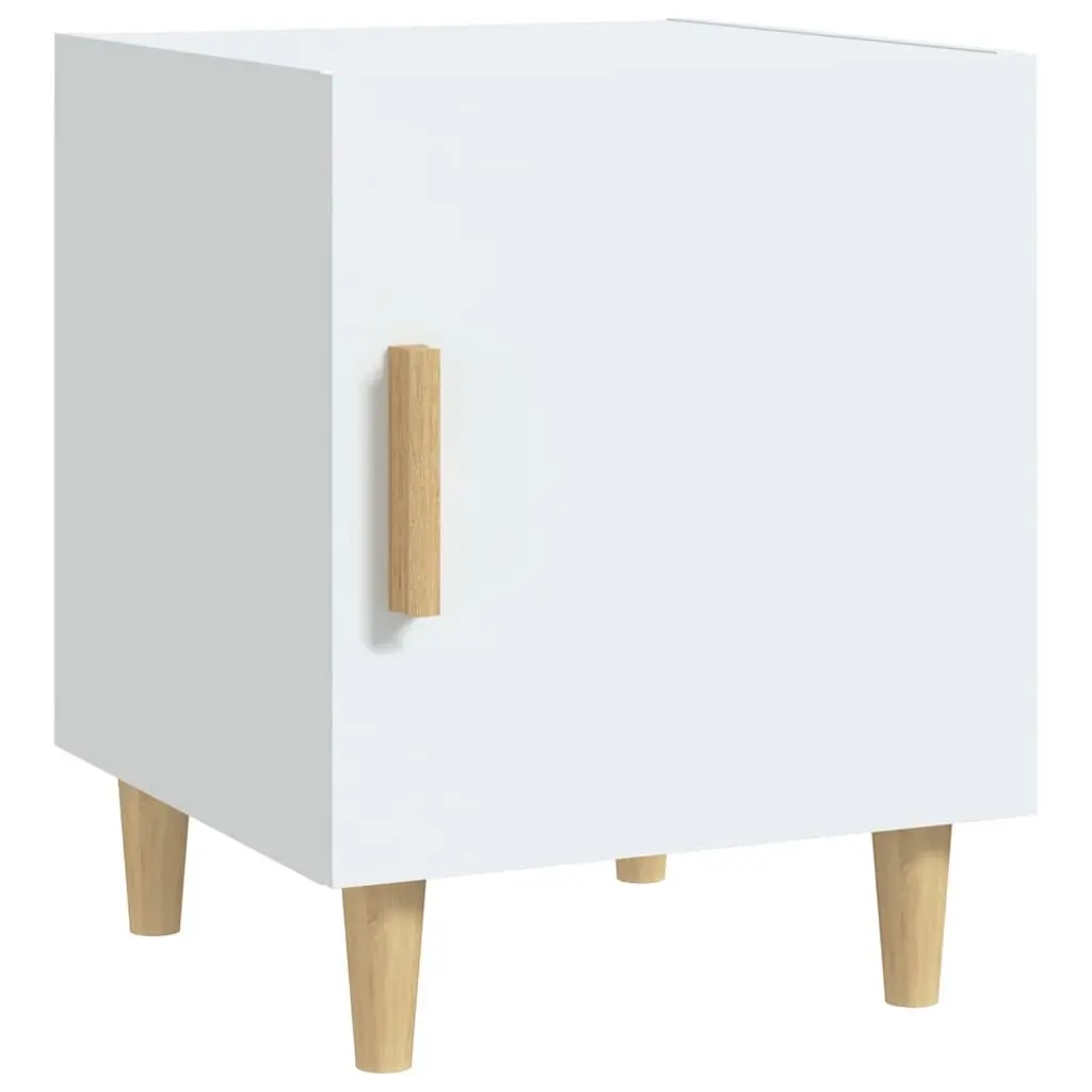 White Nightstand Engineered Wood Storage Table 2 Piece with Single Door