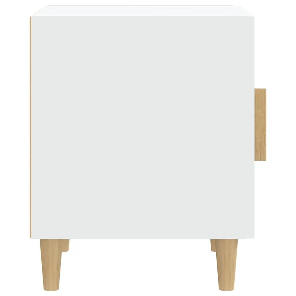 White Nightstand Engineered Wood Storage Table 2 Piece with Single Door