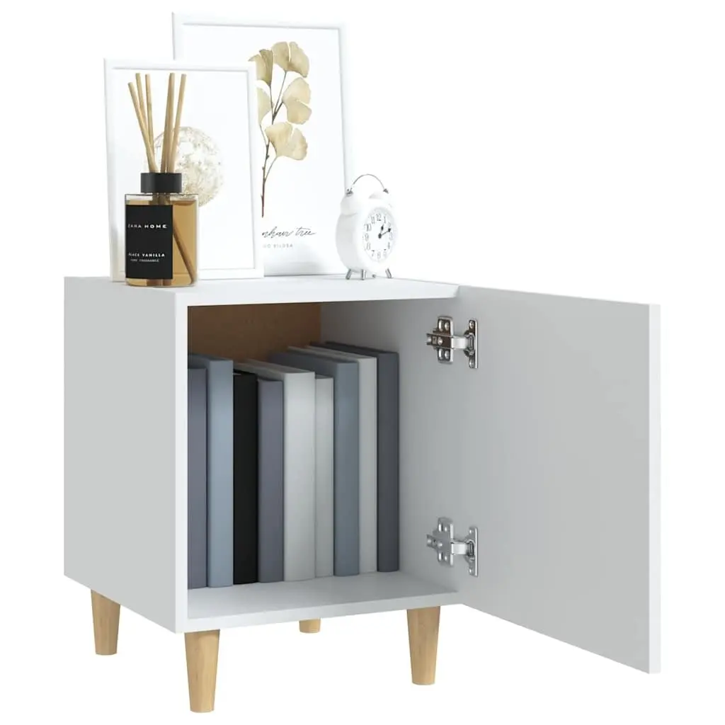 White Nightstand Engineered Wood Storage Table 2 Piece with Single Door