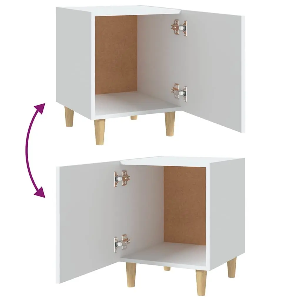 White Nightstand Engineered Wood Storage Table 2 Piece with Single Door