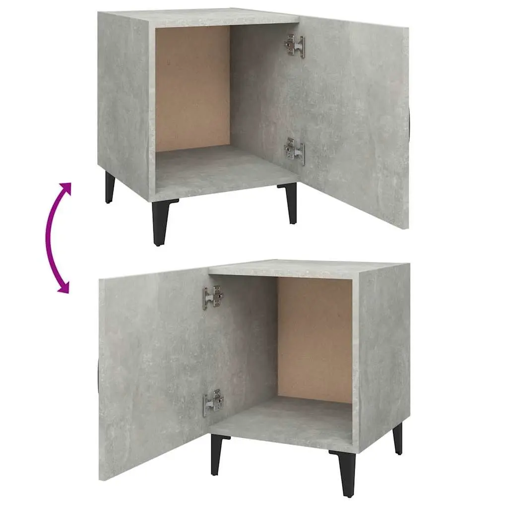 Bedside Cabinets 2 pcs Grey Engineered Wood Nightstand Storage Door