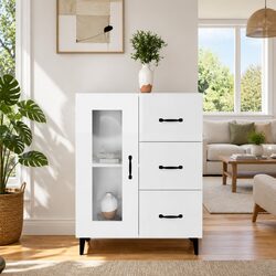 High Gloss White Storage Cabinet in Engineered Wood