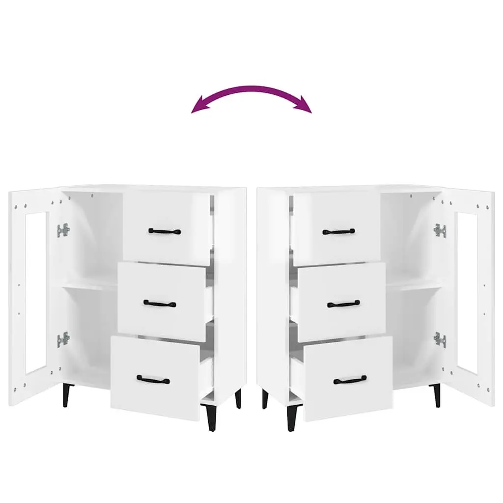 Sideboard High Gloss White Storage Cabinet 69.5x34x90 cm Engineered Wood