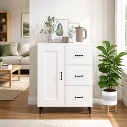 Engineered Wood High Gloss Sideboard Cabinet with Storage