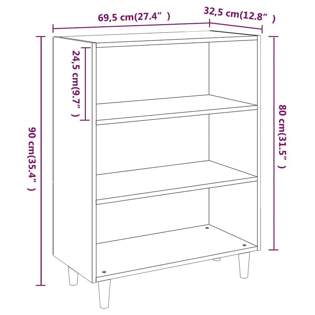 Sideboard Storage Cabinet Engineered Wood 3 Shelves Black