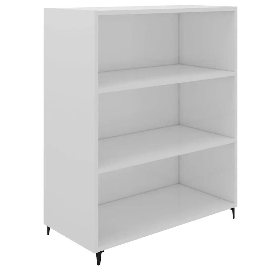 High Gloss White Sideboard Storage Cabinet Engineered Wood 69.5x32.5x90cm