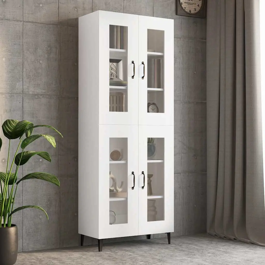 Hanging Wall Cabinet Engineered Wood White Organiser Vertical Storage 69.5x34x90cm