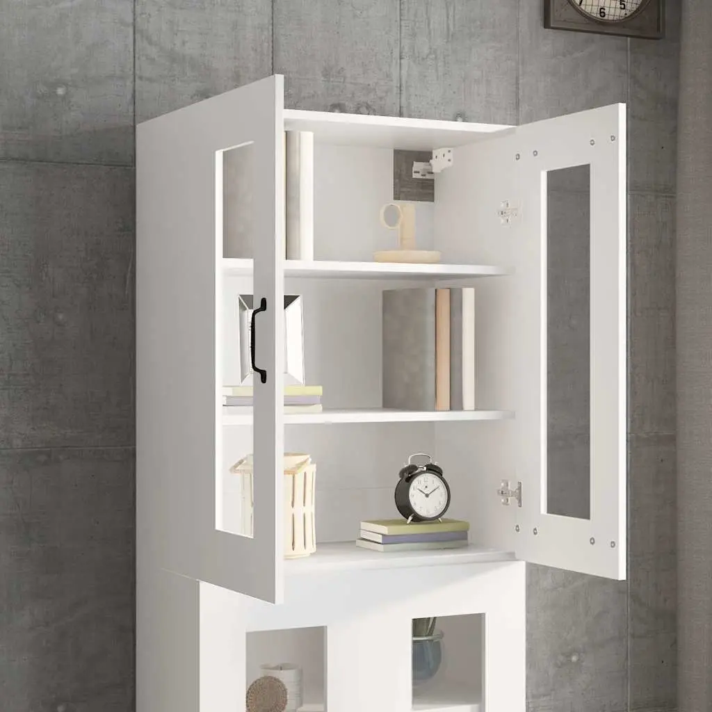 Hanging Wall Cabinet Engineered Wood White Organiser Vertical Storage 69.5x34x90cm