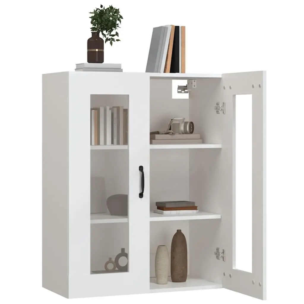 Hanging Wall Cabinet Engineered Wood White Organiser Vertical Storage 69.5x34x90cm