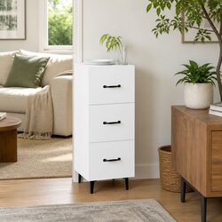White Engineered Wood Sideboard Storage Cabinet