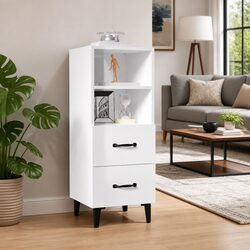 White High Gloss Engineered Wood Sideboard Storage Cabinet