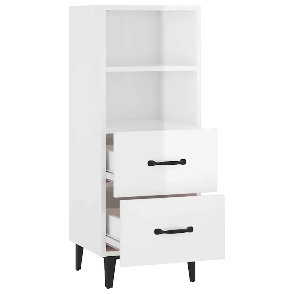 Sideboard Storage Cabinet Engineered Wood High Gloss White 34.5x34x90cm