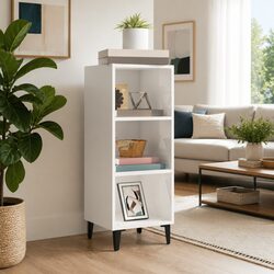 Engineered Wood Sideboard Cabinet, White Finish, 34.5x32.5x90cm