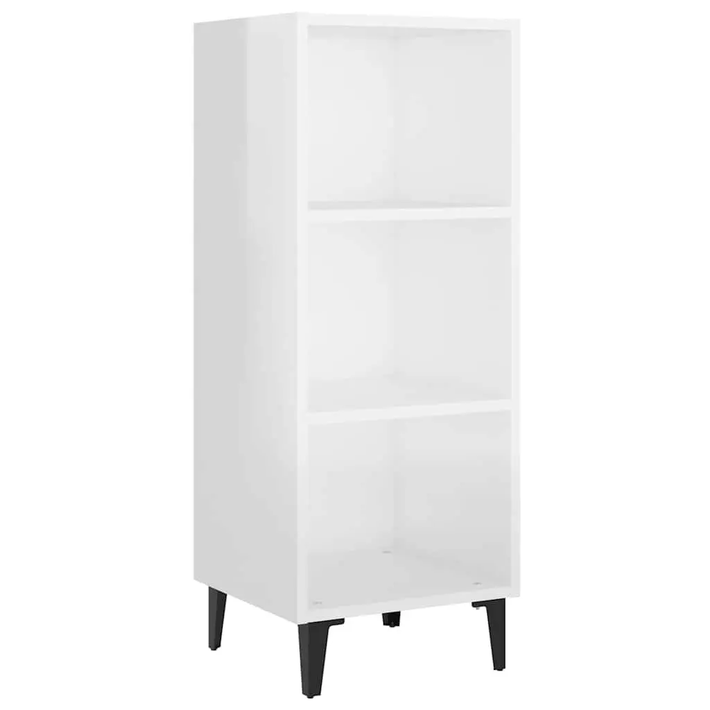 Sideboard Cabinet High Gloss 34.5x32.5x90cm White 3 Compartments