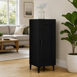 Black Engineered Wood Sideboard Storage Cabinet