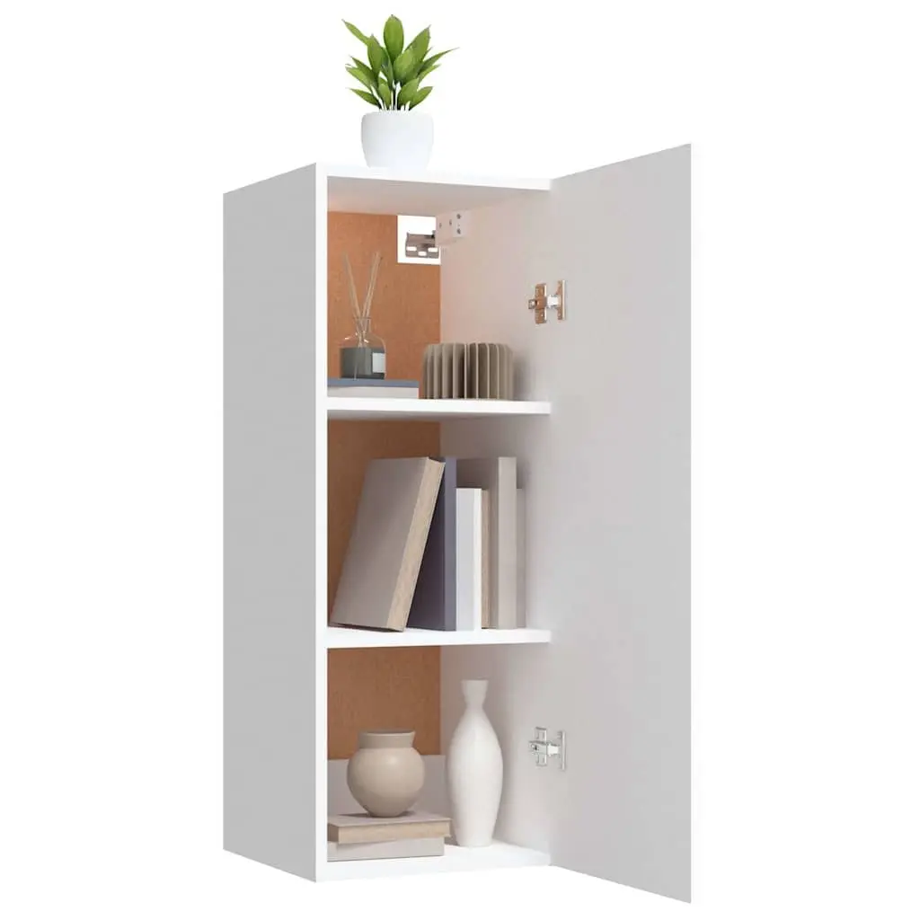 Wall-Mounted Storage Cabinet Engineered Wood White 34.5x34x90 cm Organiser for Living Space